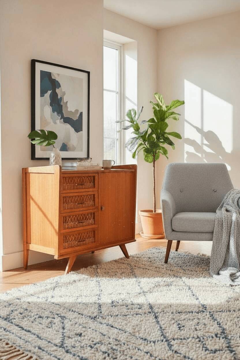 Vintage rattan sideboard