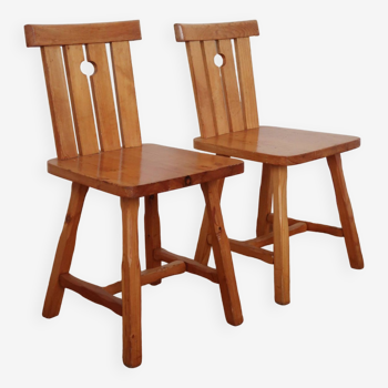 Pair of rustic pine chairs