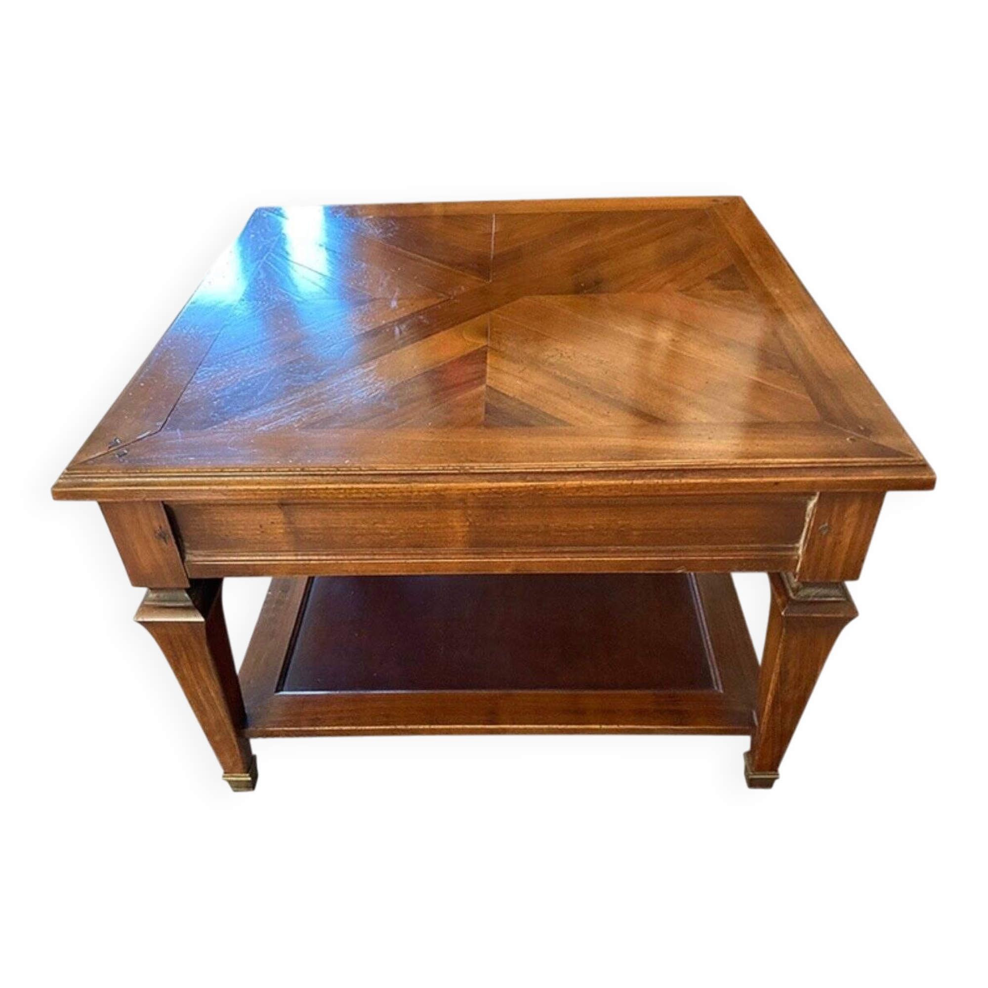 Coffee table in solid walnut – Versailles Parquet marquetry – Louis style