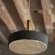 Jean Gandelin suspension in black lacquered sheet metal, white metal, brass, and diffuser in Cristalux/etched Plexiglas.