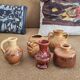 Lot de 5 mini vases pichets rétro en céramique émaillée 