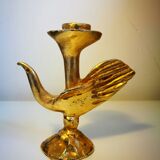Pierre Casenove - 'Bird' in gilt bronze candlestick