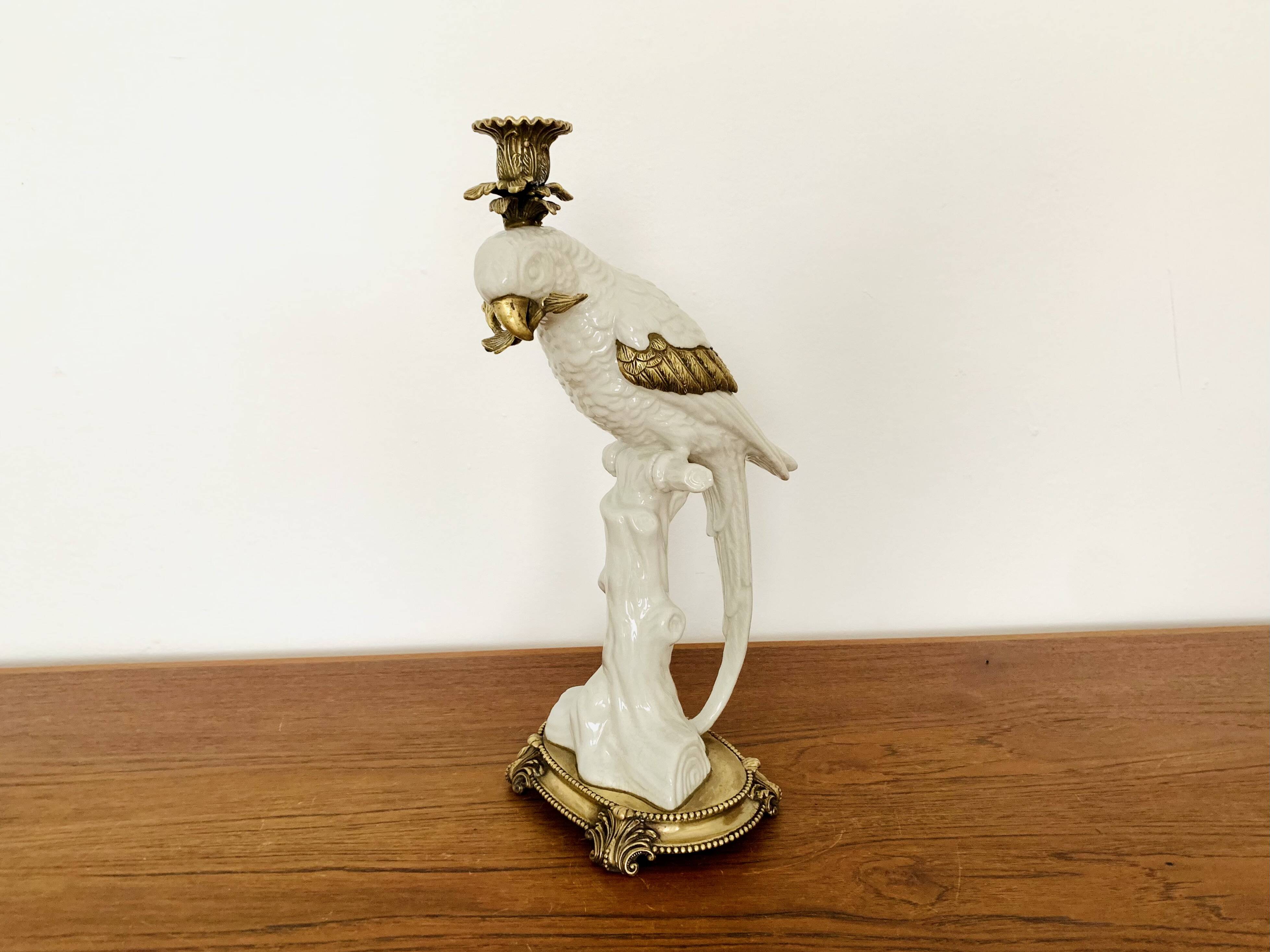 Bougeoir perroquet en céramique
