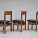1970s, Danish design, set of 3 church chairs, leather, oak wood.