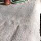 Old hemp harvest tablecloth tinted in pink tea
