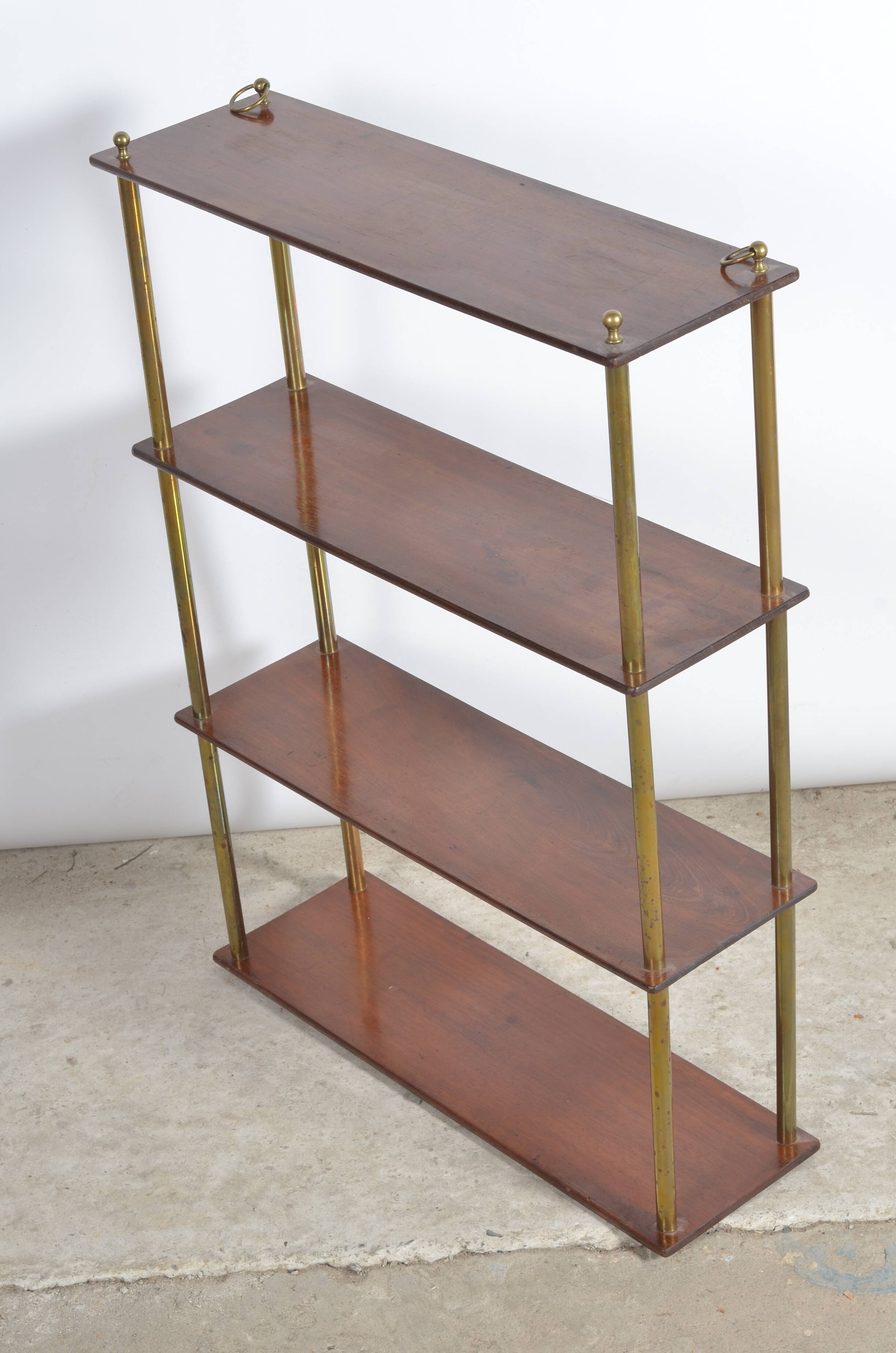 Etagère à poser en bois et laiton