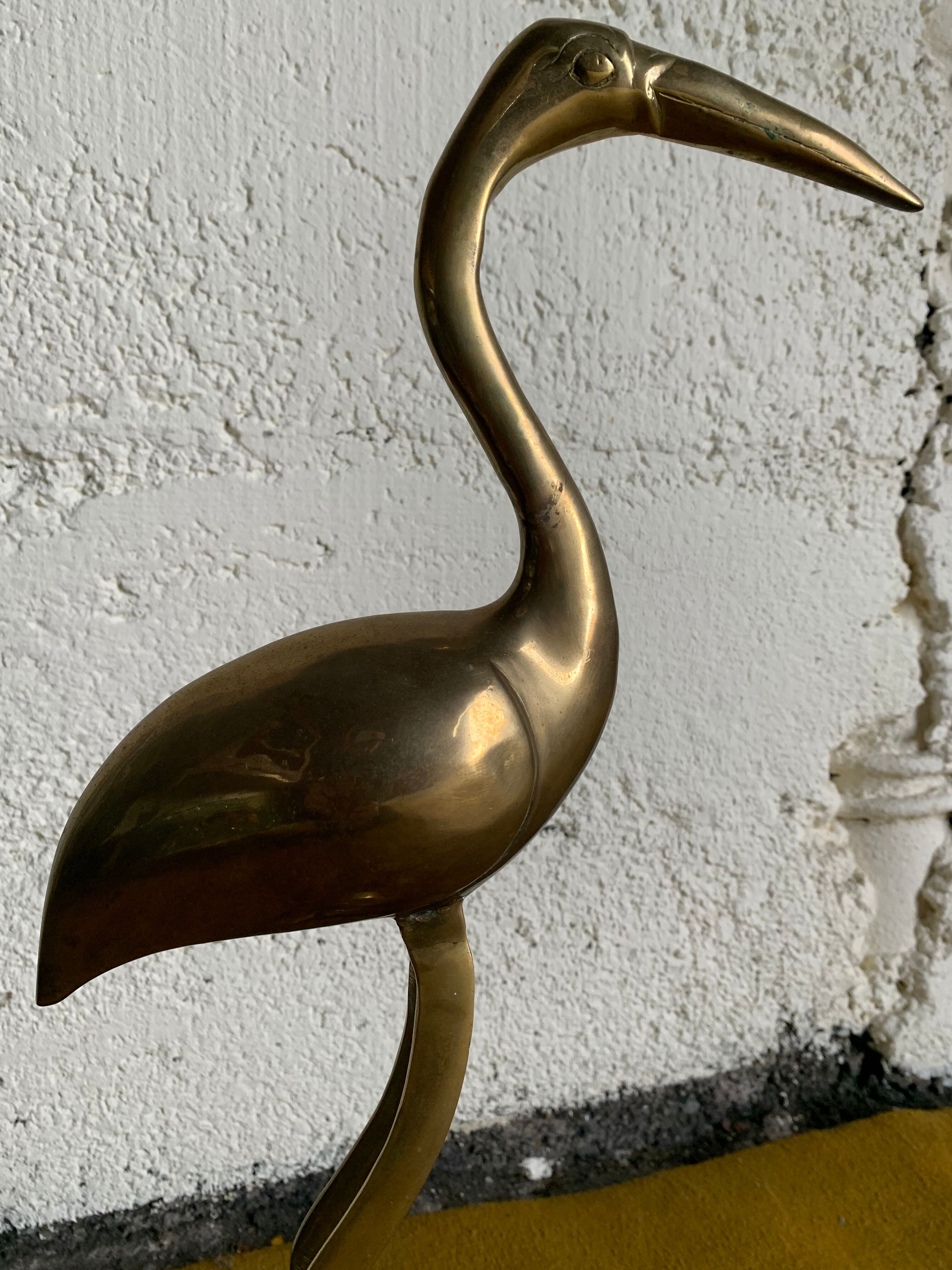 Pink flamingo in brass