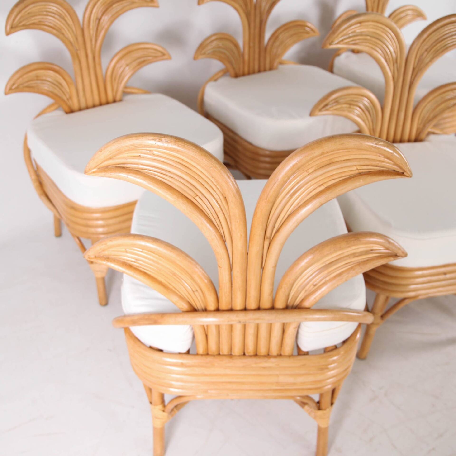 Set of 6 rattan chairs "palm tree"