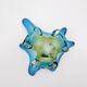 Murano Sommerso Blue Amber Sculpture Bowl 23cm