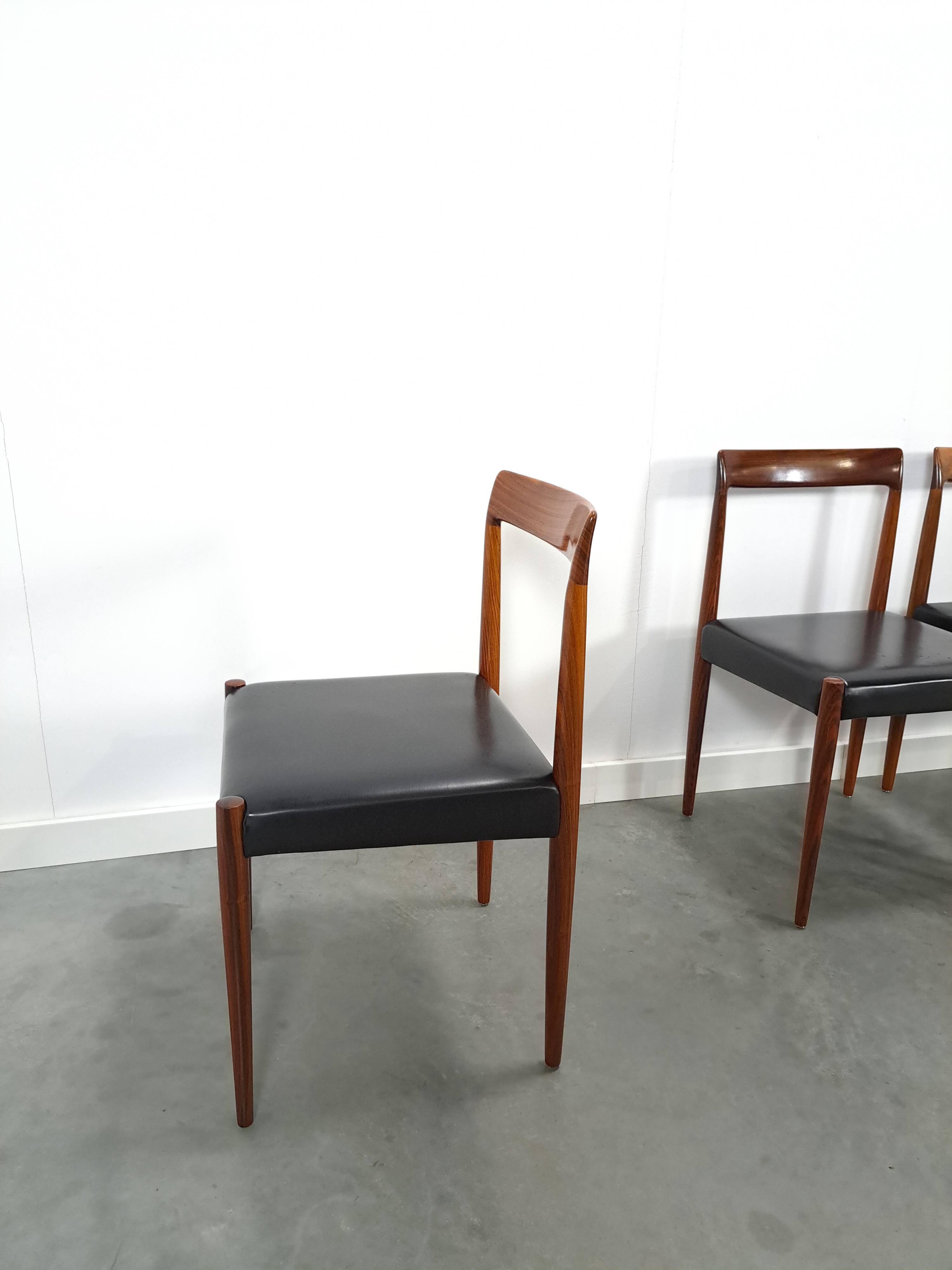 Ensemble design de chaises Lubke en bois de rose 7x