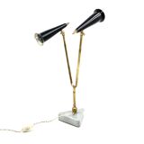 Lampe de table vintage à double lumière, Italie 1960