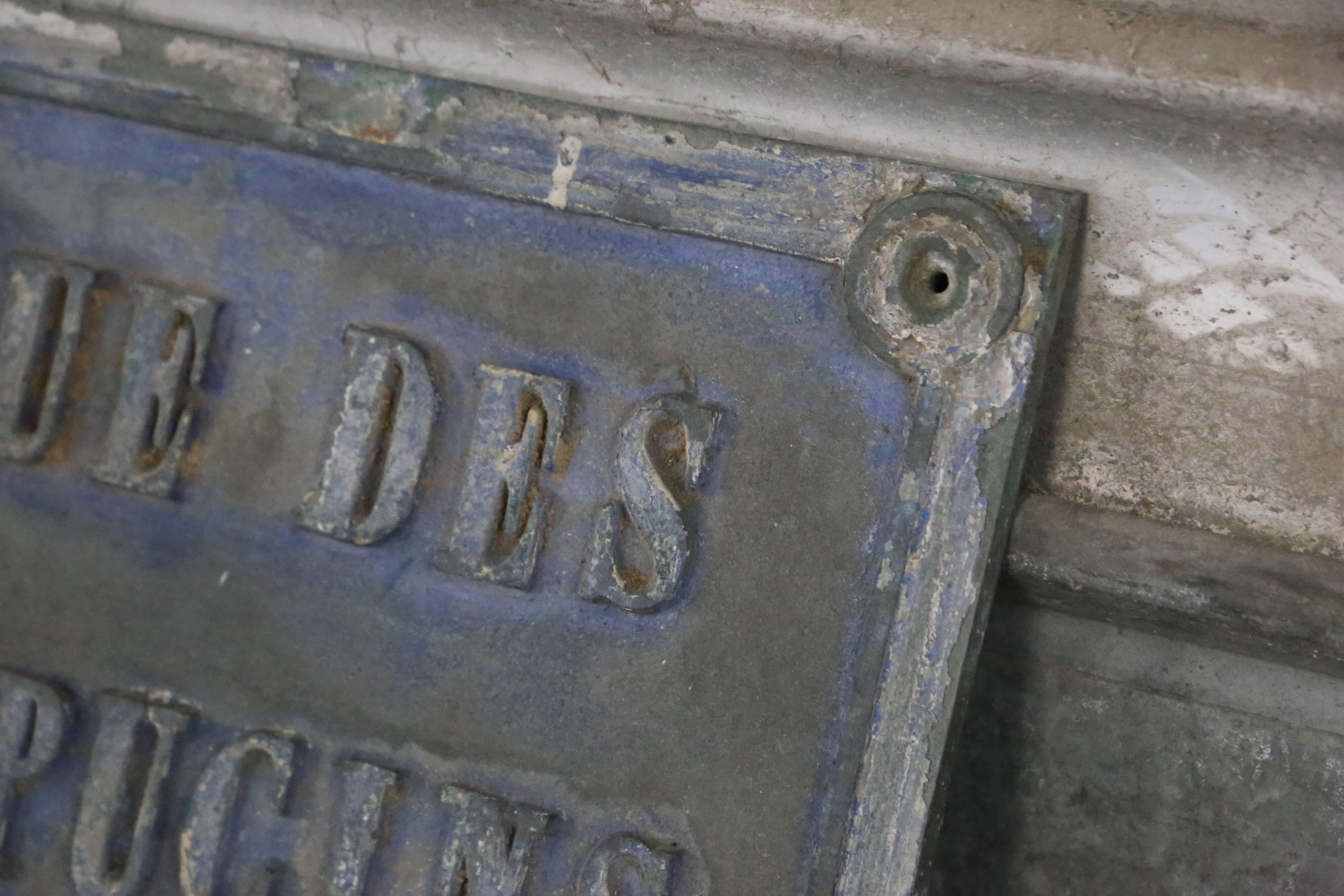 Antique street sign, cast iron, 19th century