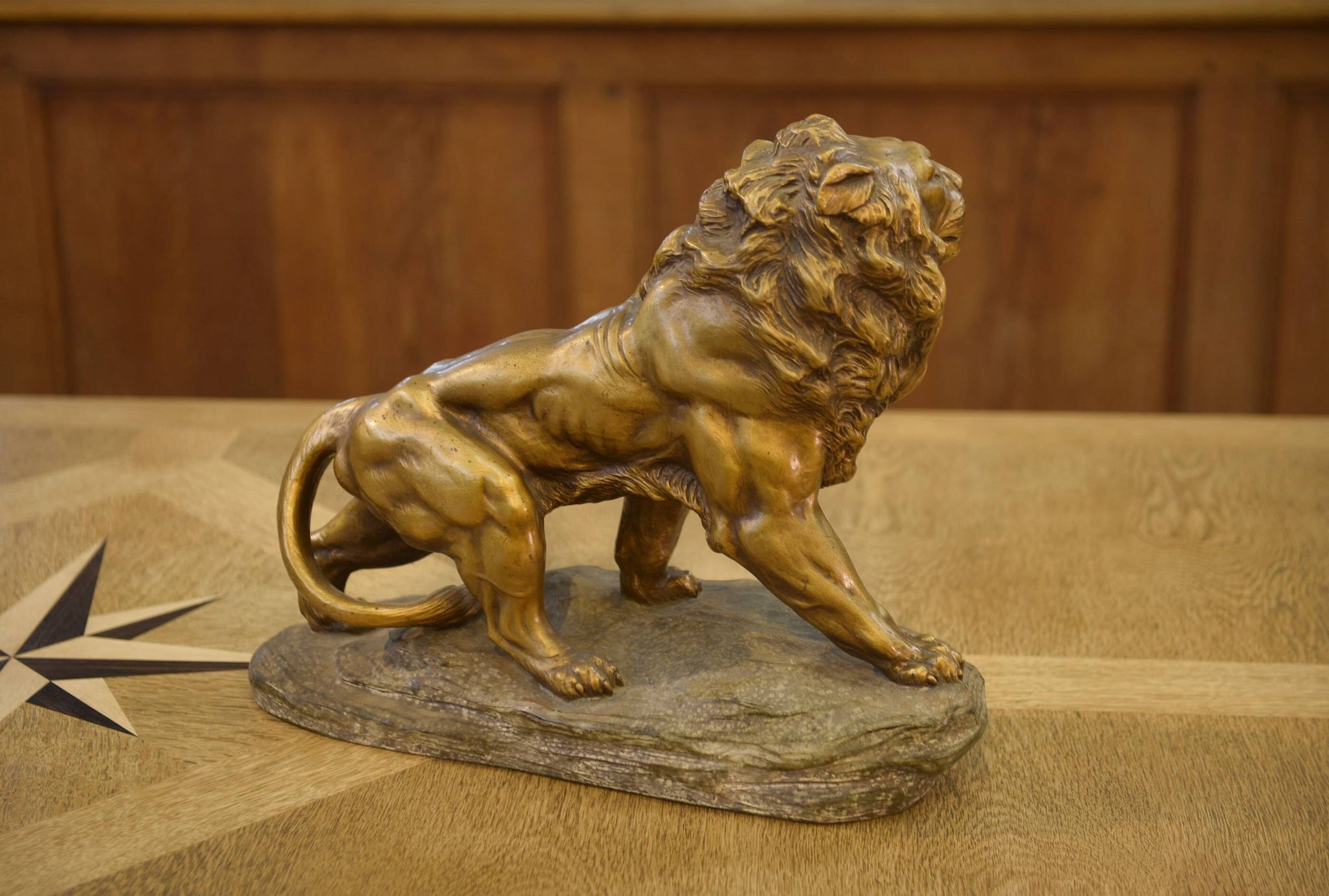Sculpture of a lion in patinated terracotta by A. Fagotto, 1930s.