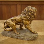 Sculpture of a lion in patinated terracotta by A. Fagotto, 1930s.
