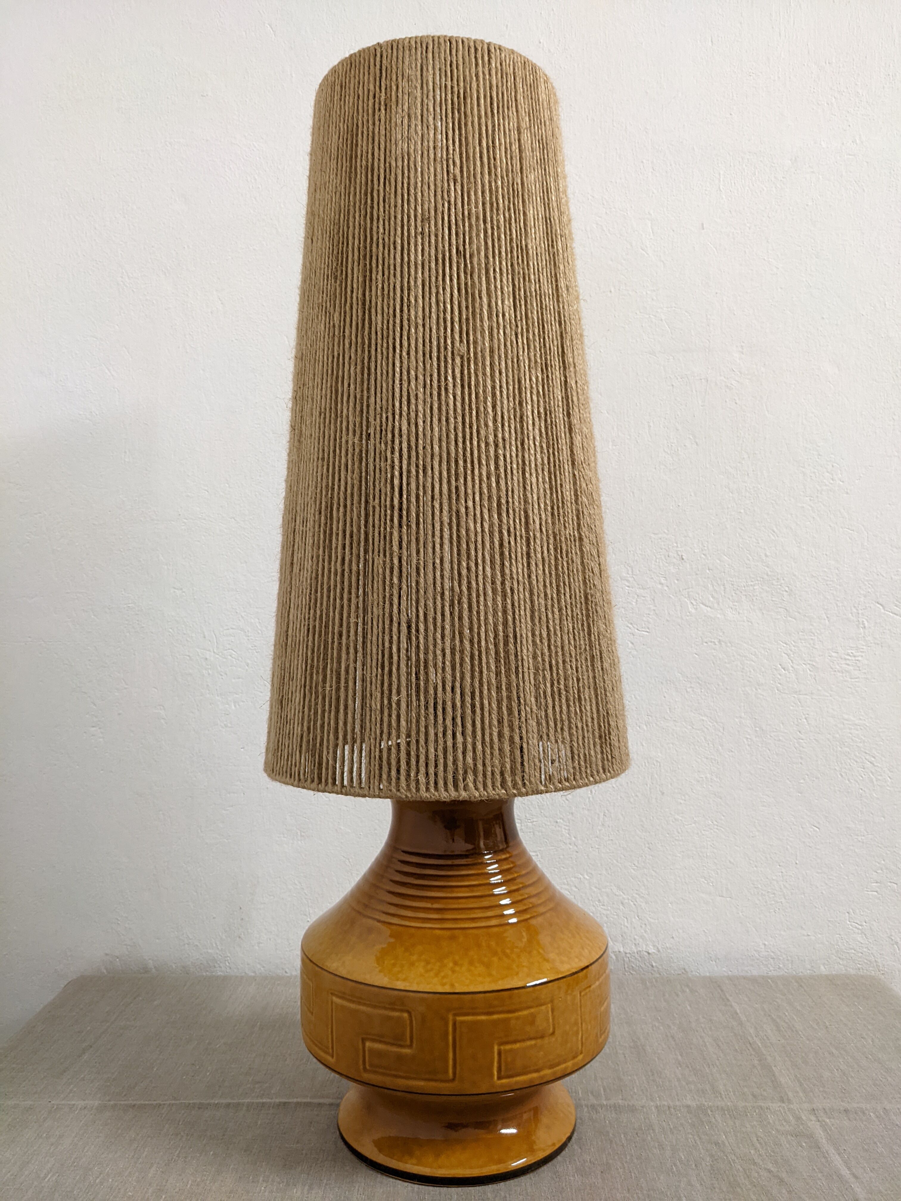 Vintage ceramic lamp and jute rope