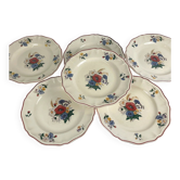 Set of 6 flat/semi-deep plates "Agreste" Sarreguemines, 20th century