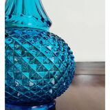 Bouteille en verre bleu belge vintage