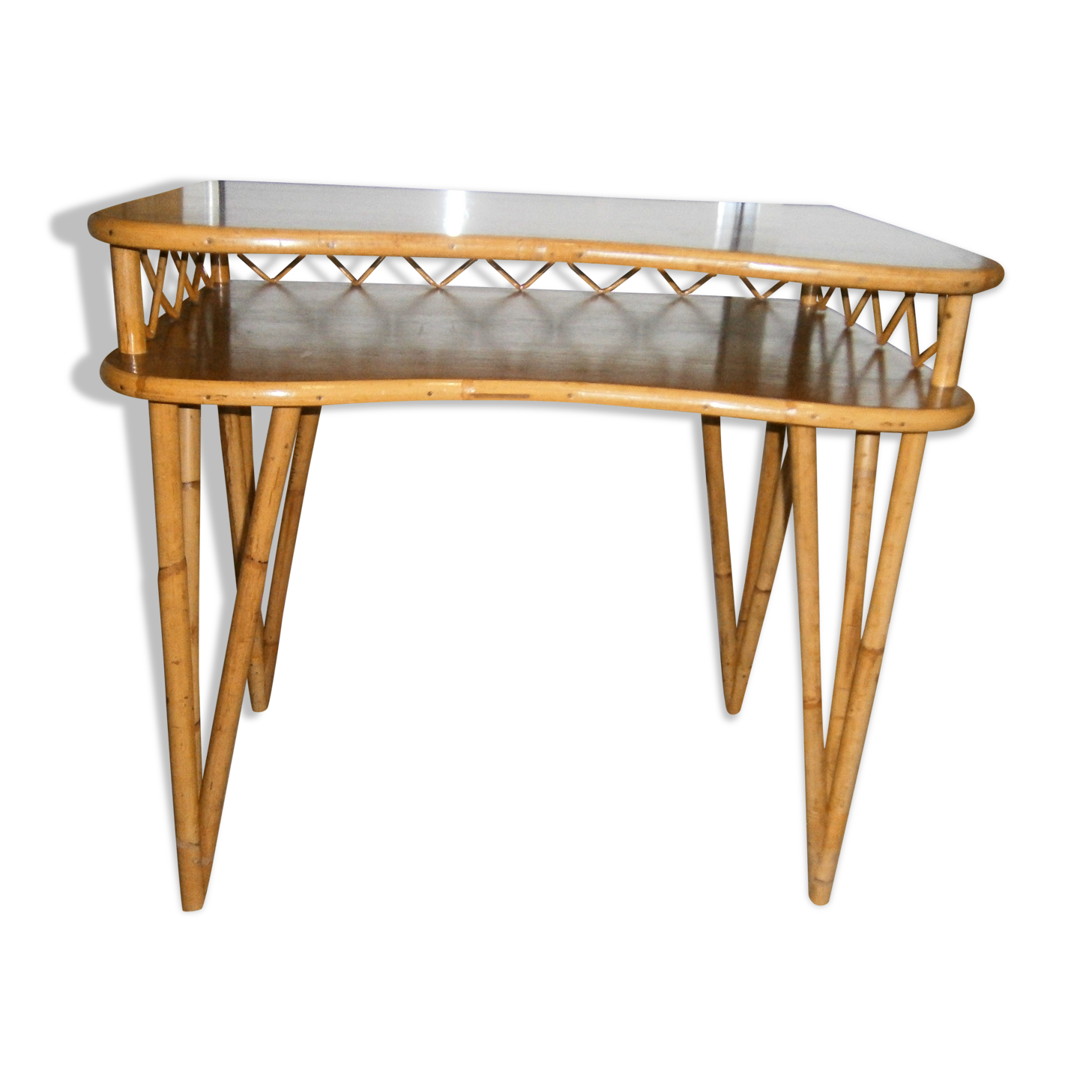 Rattan and wood desk