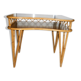 Rattan and wood desk