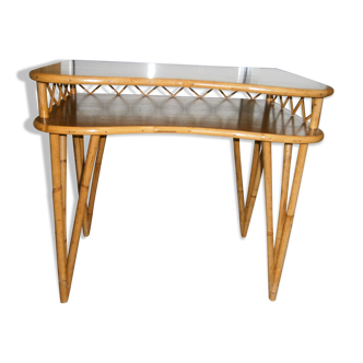 Rattan and wood desk