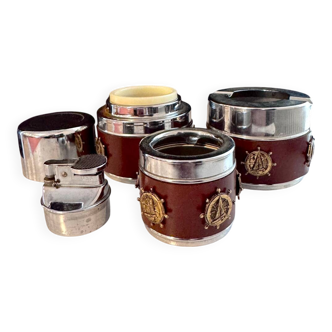 Set of 2 ashtrays + 1 vintage table lighter