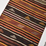 Brown & Red Striped Vintage Kilim Runner Rug, 79x299Cm