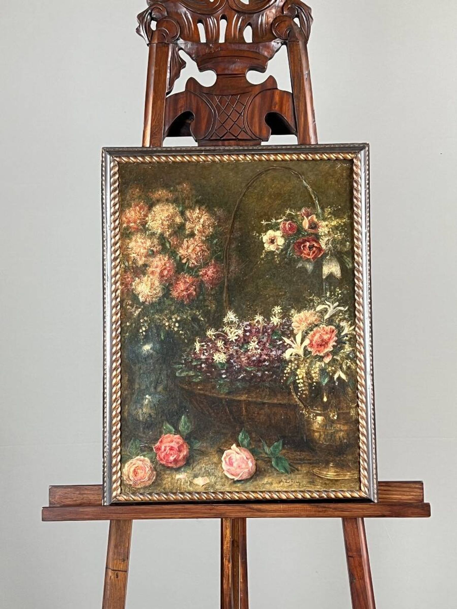 Paintings, Pair of still lifes with flowers by Angelo Zoffoli (1860–1910)