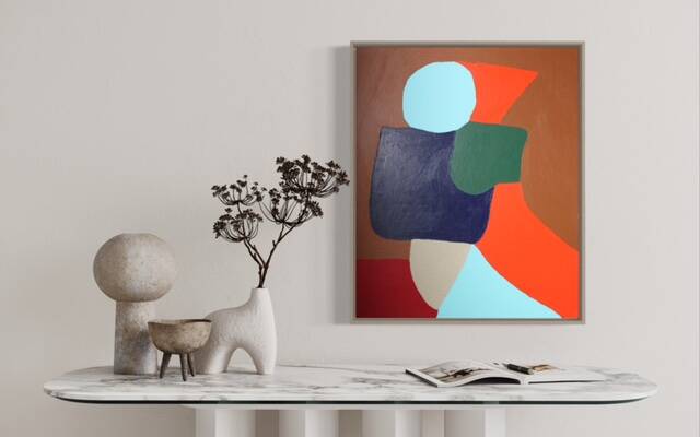 Orange-brown painting on canvas 65x54