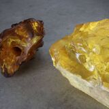 Vintage Italian Orange & Yellow Sculpture Lamps, 70s, set of 2