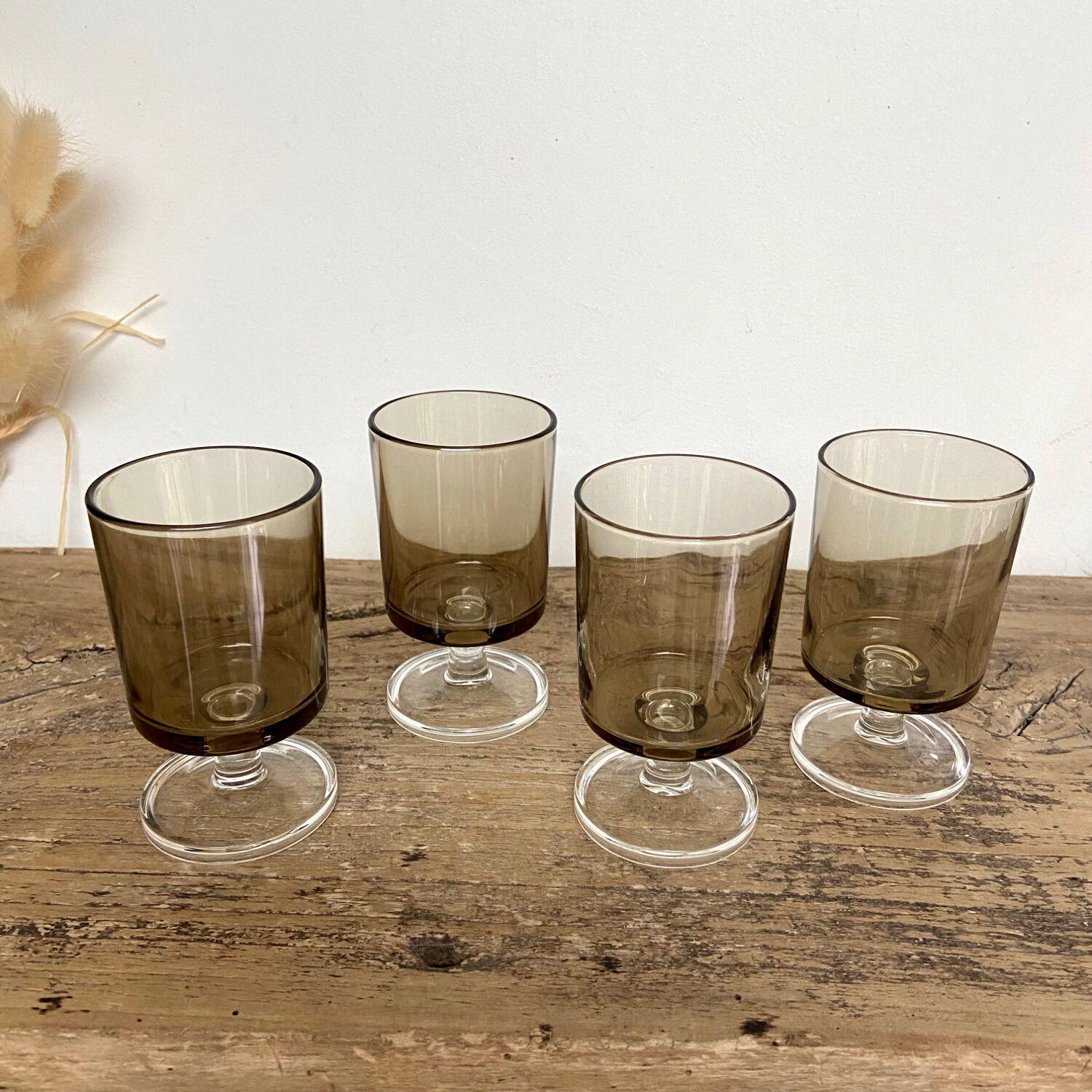 4 small luminarc smoked glasses