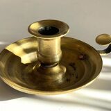Antique solid bronze hand candlestick