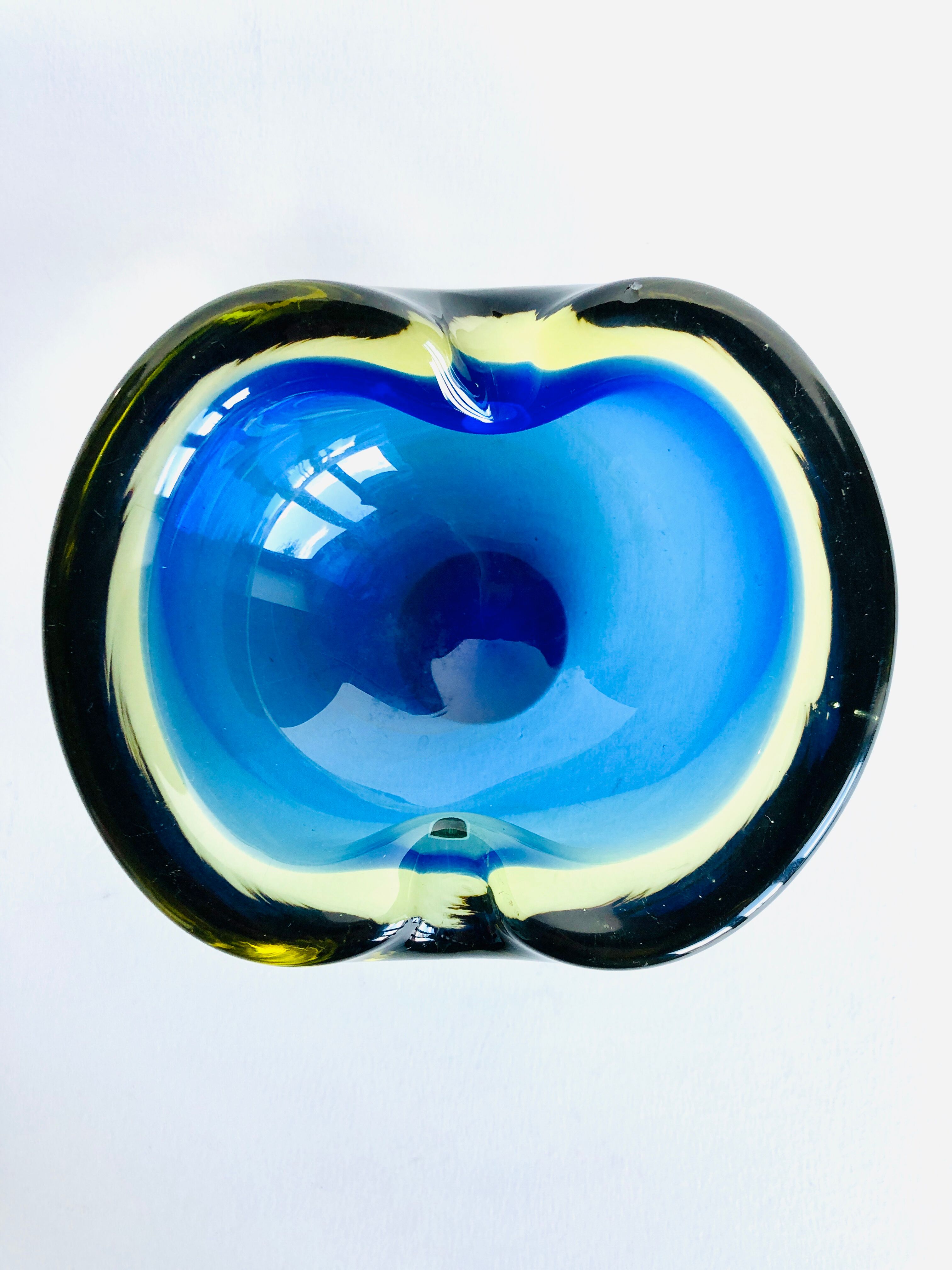 Sommerso Murano glass ashtray, 1960s