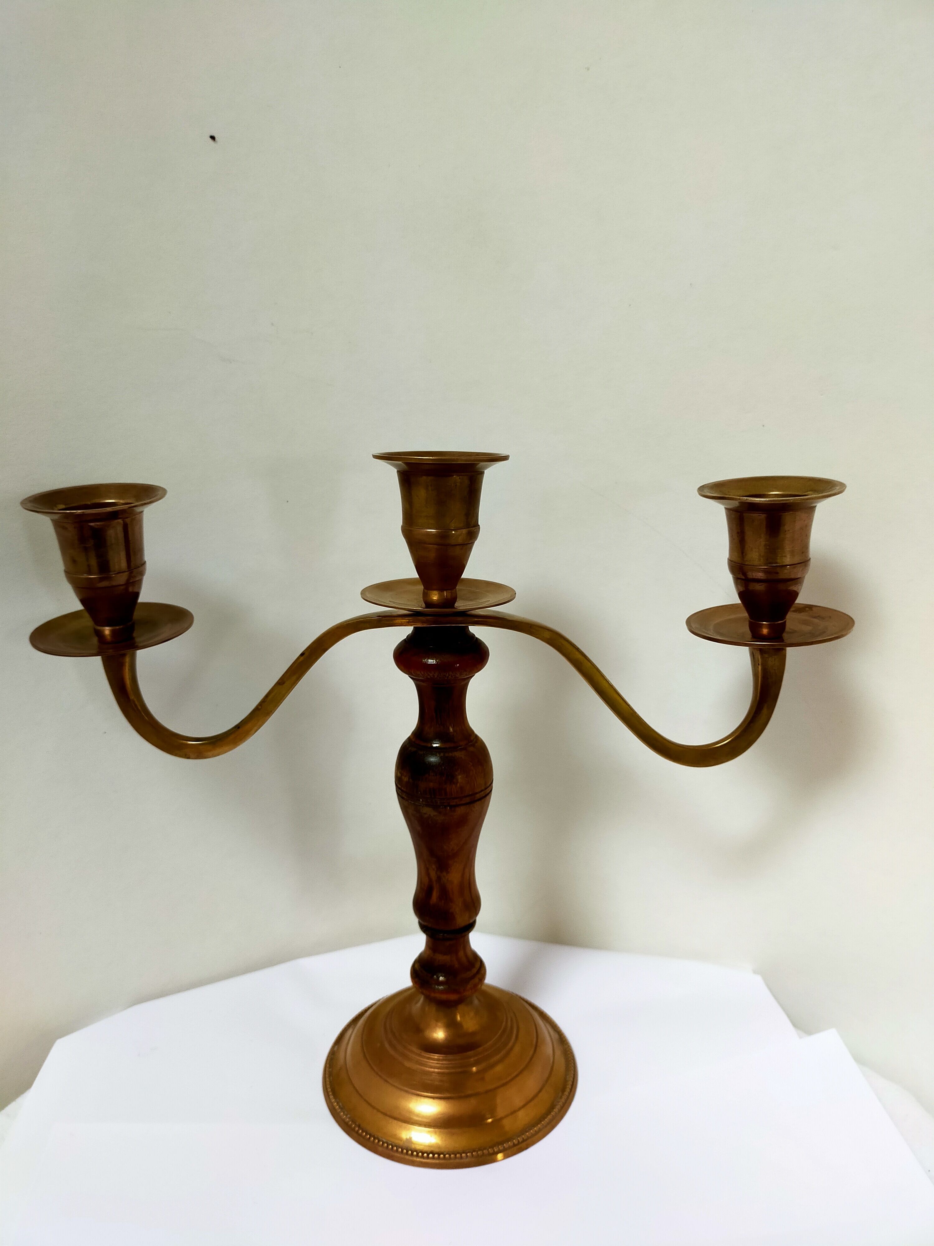 Wooden and brass chandelier