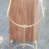 70s Neoclassical Style Coffee Table in Gilded Brass with Mahogany Veneer Top