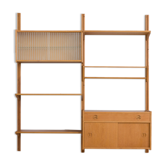 Two-bay oak wall unit by Sven Andersen, Norway 1970