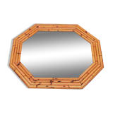 87 x 72 - Large octagonal bamboo rattan wood mirror