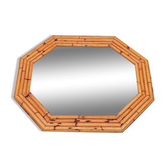 87 x 72 - Grand miroir bois bambou octogonal rotin