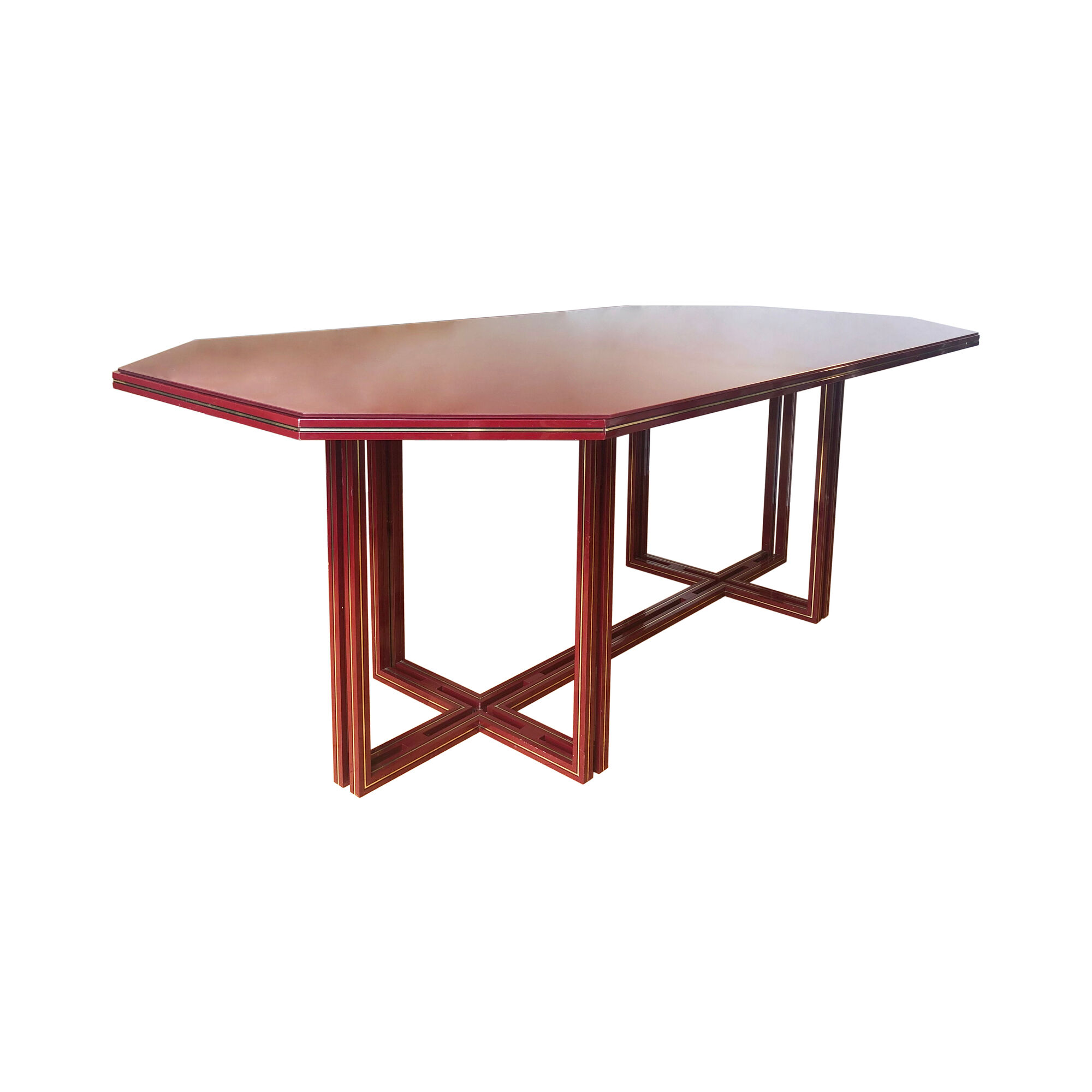 Burgundy Pierre Vandel dining table vintage 1970s