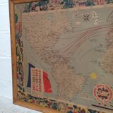 Carte des lignes compagnie générale Transatlantique 1959 encadrée