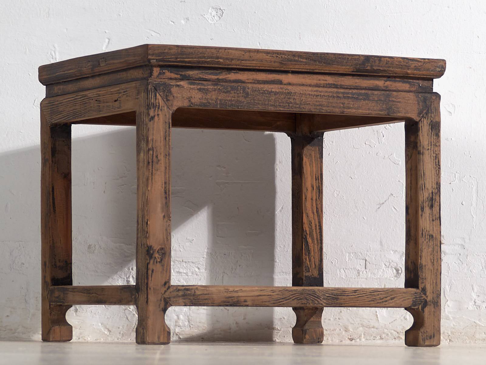 Square side table in old solid wood