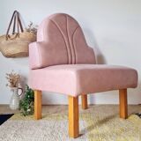 Vintage fan-back armchair – Art Deco style – Powder pink