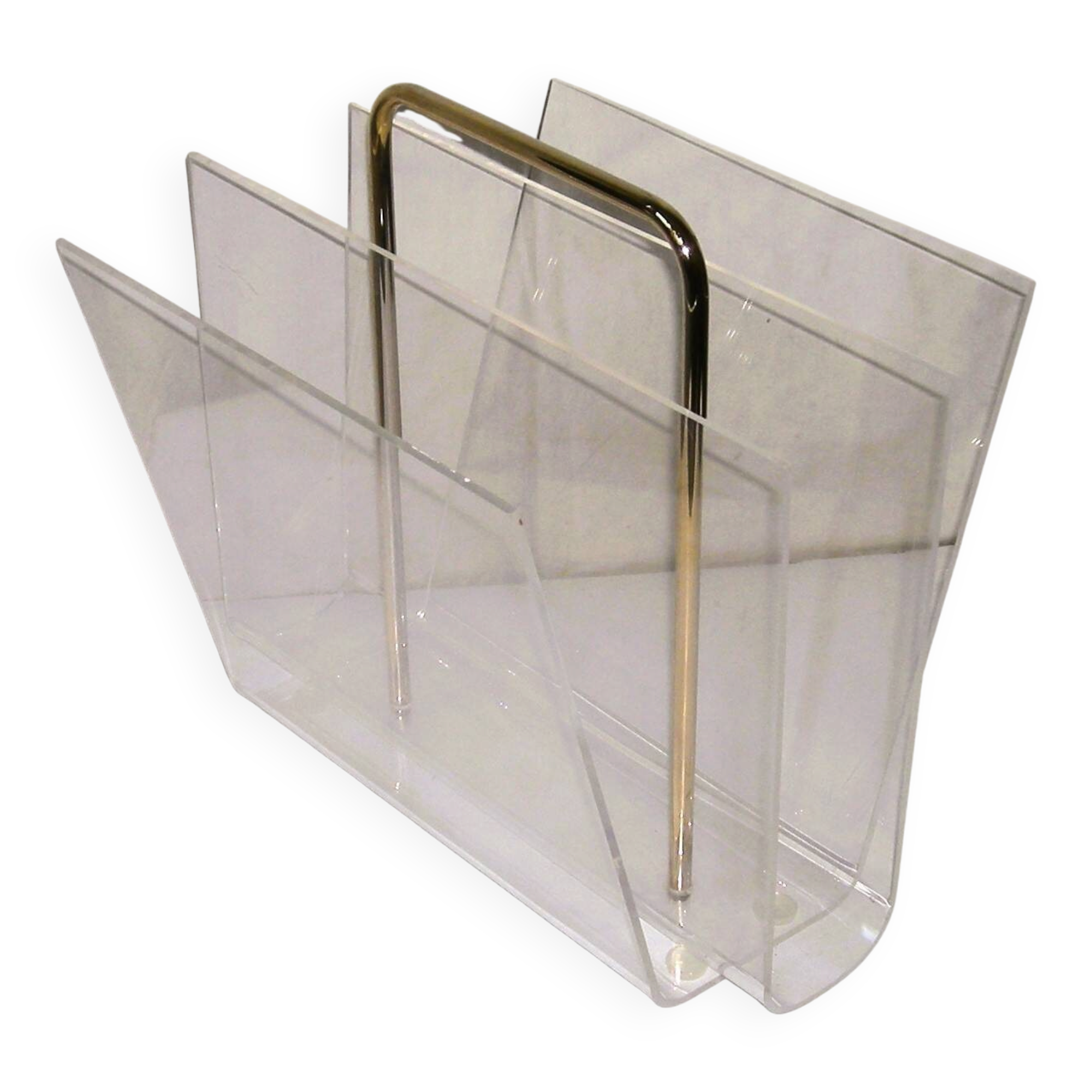 1970s plexiglass magazine rack