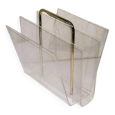 1970s plexiglass magazine rack
