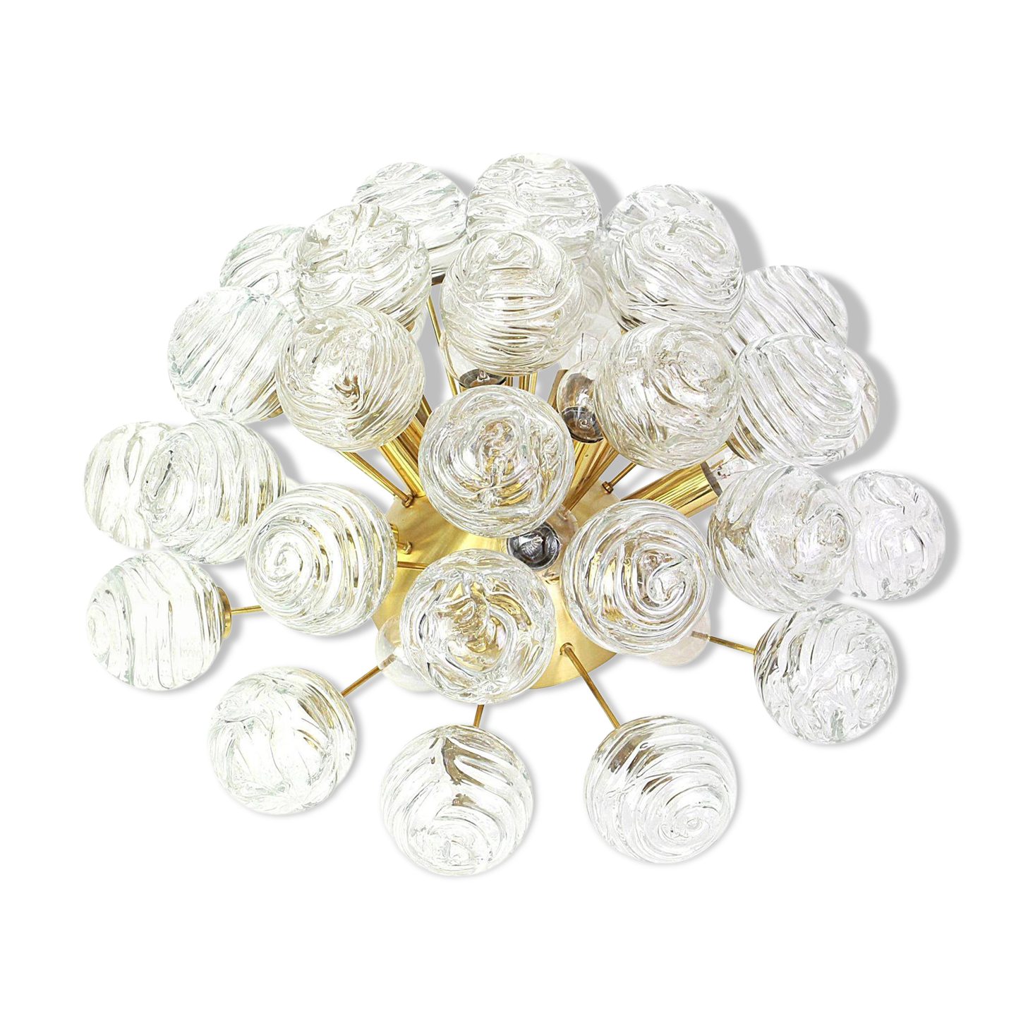 Sputnik ceiling lights with glass snowballs by Doria, Germany, 1970s