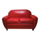 Red 2-seater Club Sofa in coated leather – Maison Pavane