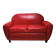 Red 2-seater Club Sofa in coated leather – Maison Pavane