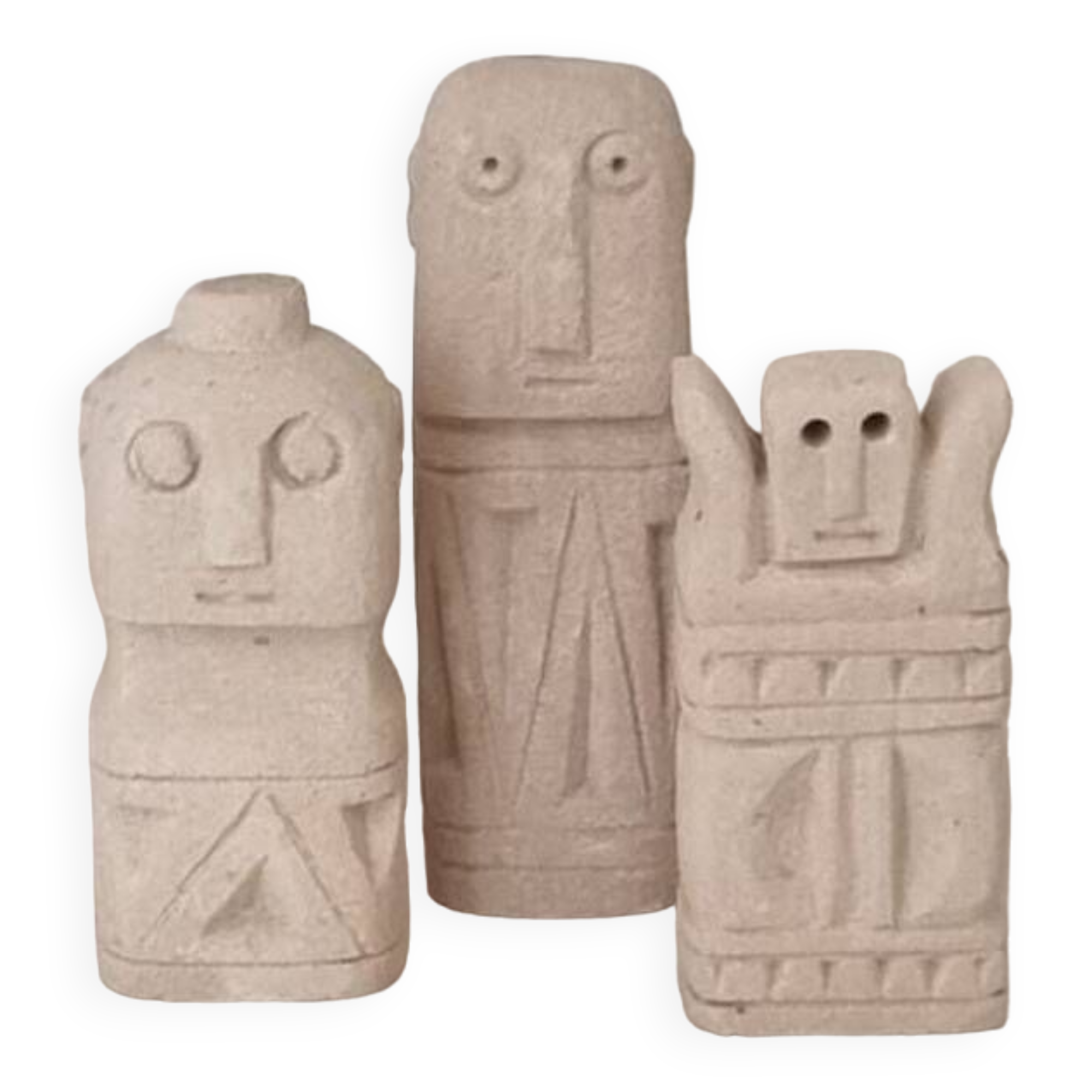 Lot of three stone statues Sumba, Indonesia