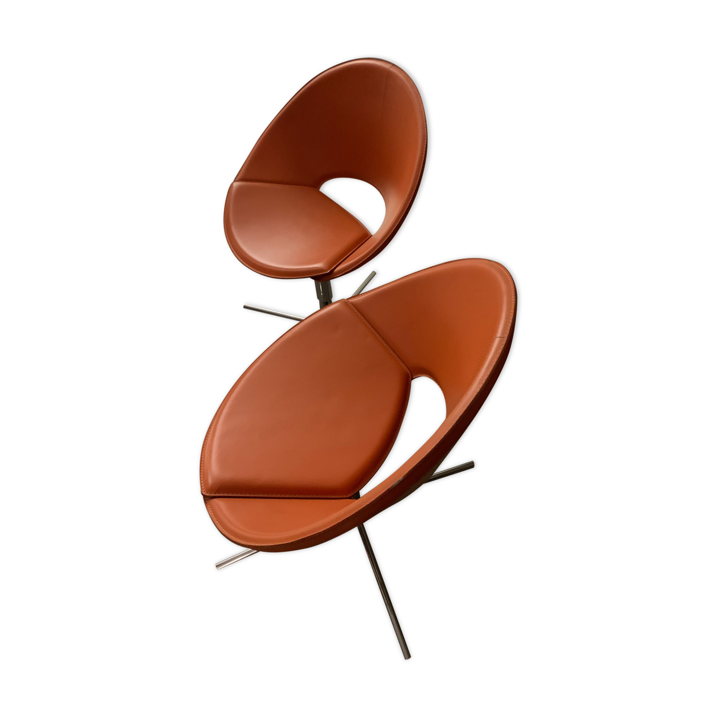 Italian leather chair foot swivel stainless metal