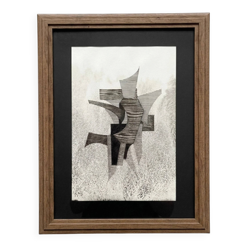 Œuvre originale sur papier encadrée, signée Eugène Eechaut, 1973
