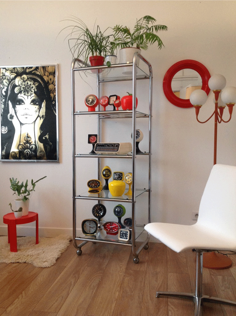 Chrome and glass shelves